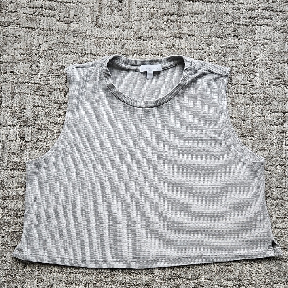 Beyond Yoga Gray Ribbed Cropped Muscle Tank